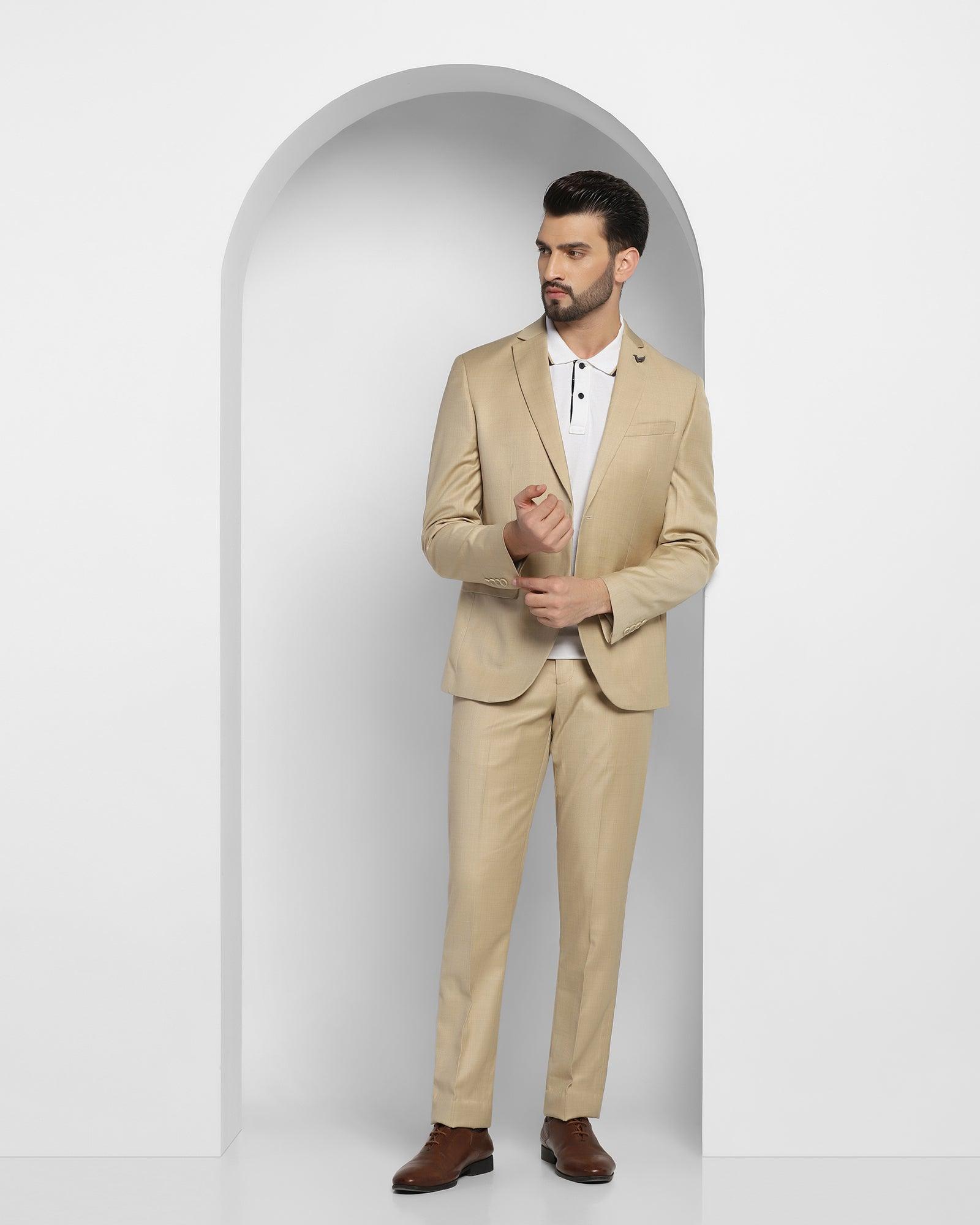Buy Raymond Men Beige Slim Fit Solid Formal Trousers - Trousers for Men  8989535 | Myntra